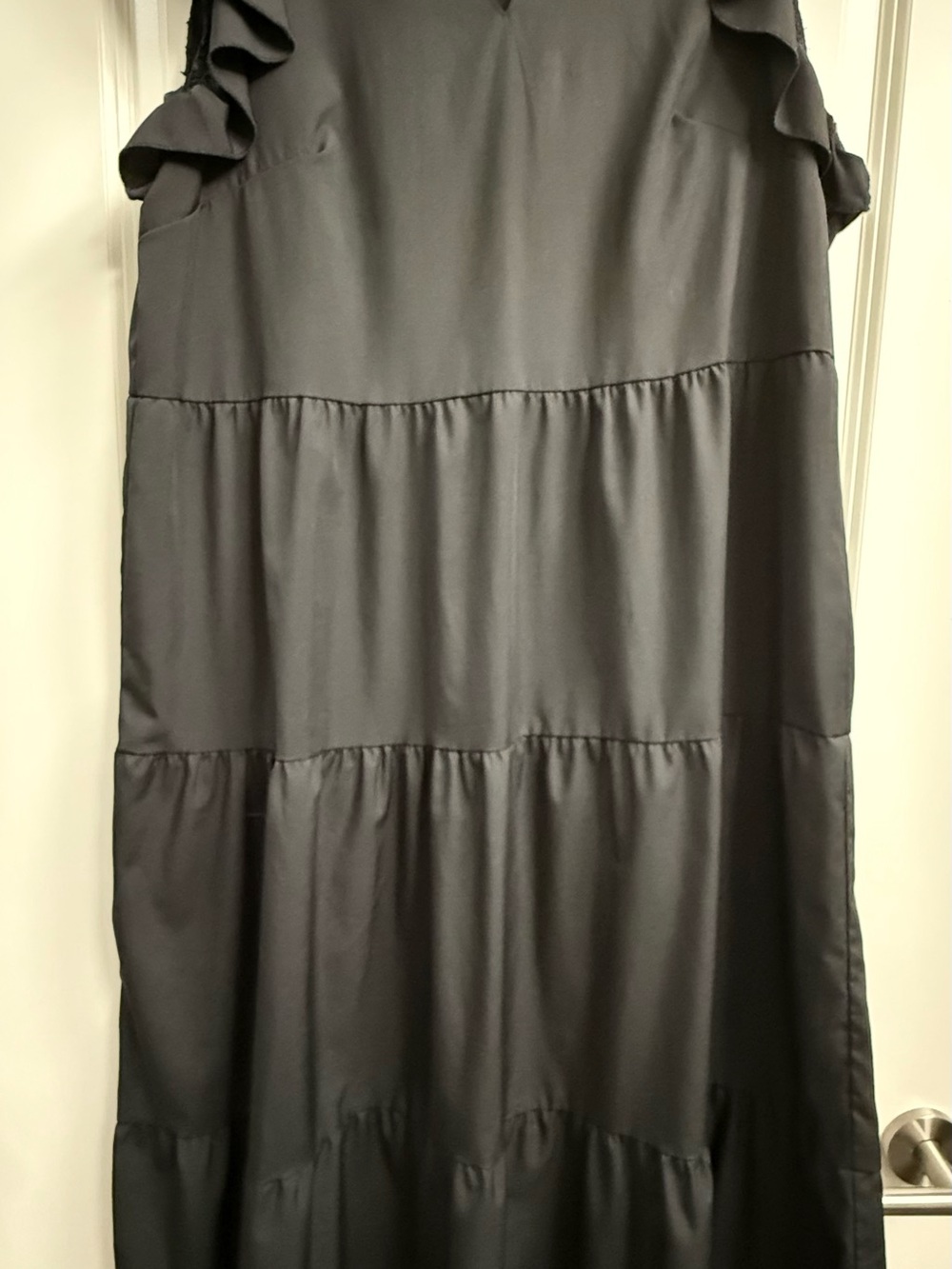 SHEIN Black Tiered Maxi Dress with Ruffle Sleeves